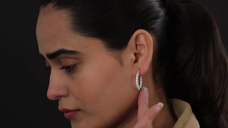 Moissanite Inside Out Hoop Earrings in Platinum Over Sterling Silver 2.75 ctw