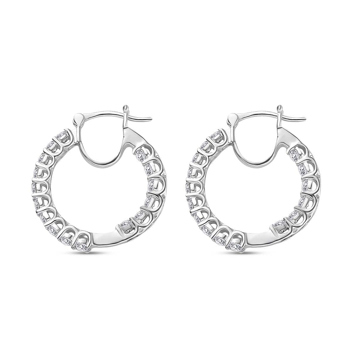 Moissanite Inside Out Hoop Earrings in Platinum Over Sterling Silver 2.75 ctw