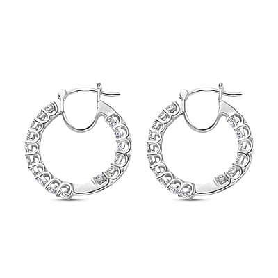 Moissanite Inside Out Hoop Earrings in Platinum Over Sterling Silver 2.75 ctw