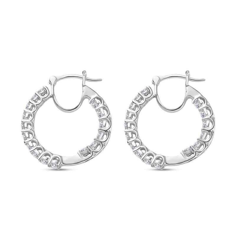 Moissanite Inside Out Hoop Earrings in Platinum Over Sterling Silver 2.75 ctw