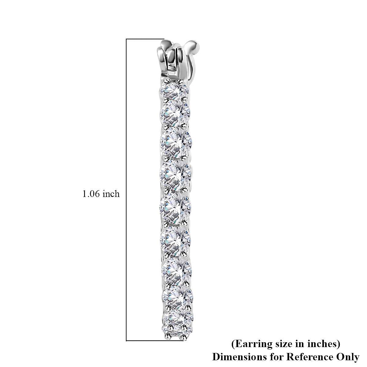 Moissanite Inside Out Hoop Earrings in Platinum Over Sterling Silver 2.75 ctw