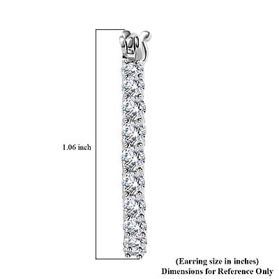 Moissanite Inside Out Hoop Earrings in Platinum Over Sterling Silver 2.75 ctw