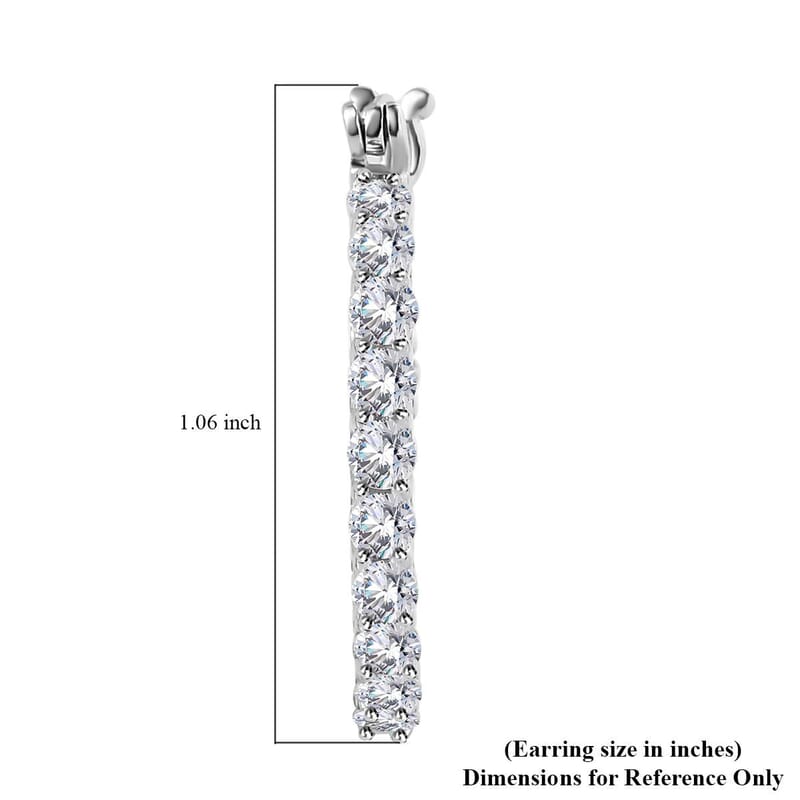 Moissanite Inside Out Hoop Earrings in Platinum Over Sterling Silver 2.75 ctw
