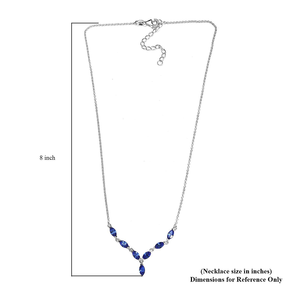 Designer Premium Sapphire Color Austrian Crystal Necklace 18-20 Inches in Sterling Silver image number 5