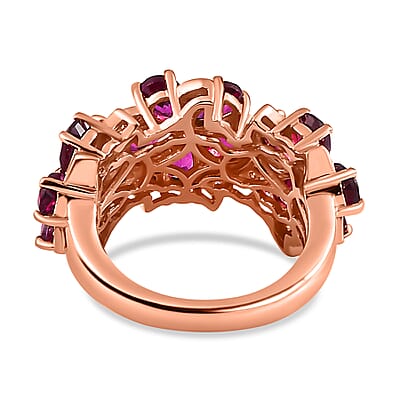 Orissa Rhodolite Garnet and White Zircon Floral Ring in Vermeil Rose Gold Over Sterling Silver (Size 10.0) 4.65 ctw