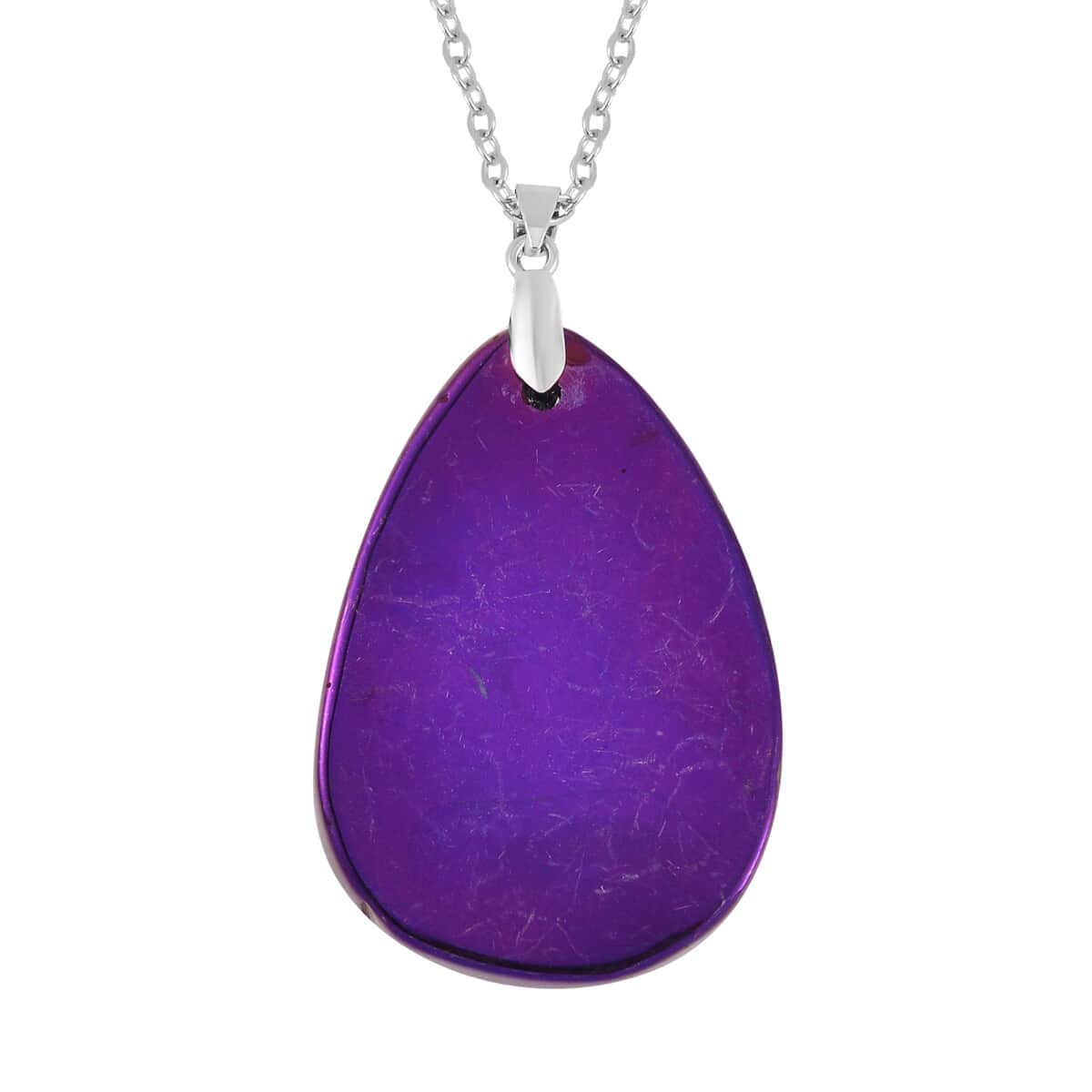 Purple Color Plated Drusy Quartz Pendant Necklace 20 Inches in Stainless Steel 125.00 ctw image number 4