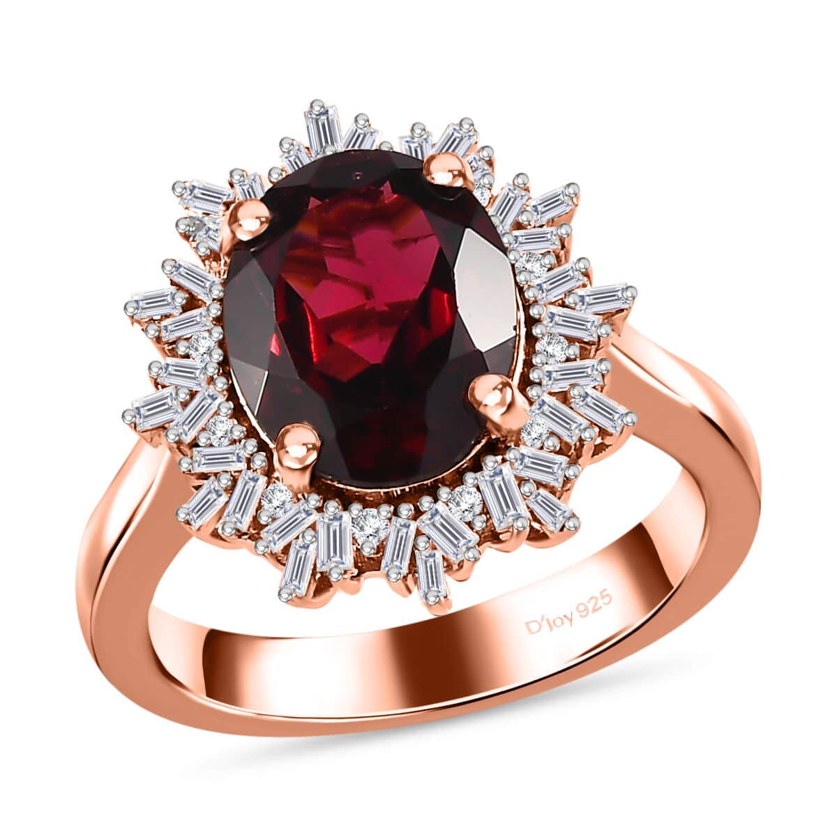 Premium Orissa Rhodolite Garnet and Diamond Halo Ring in Vermeil Rose Gold Over Sterling Silver (Size 10.0) 3.40 ctw image number 0