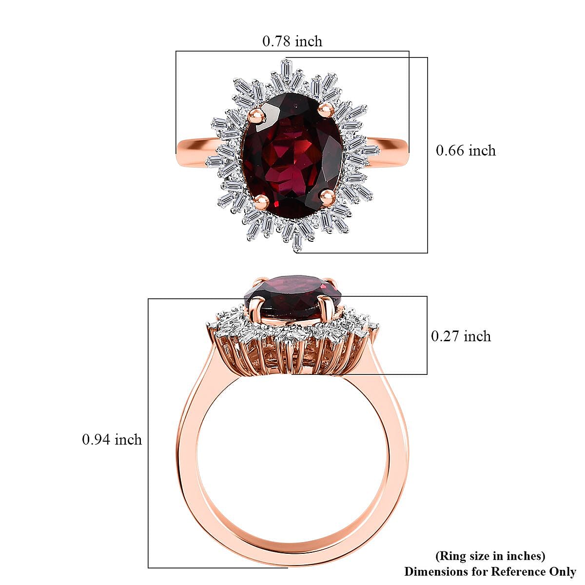 Premium Orissa Rhodolite Garnet and Diamond Halo Ring in Vermeil Rose Gold Over Sterling Silver (Size 10.0) 3.40 ctw
