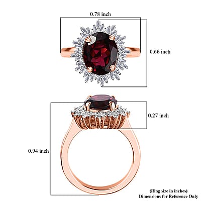 Premium Orissa Rhodolite Garnet and Diamond Halo Ring in Vermeil Rose Gold Over Sterling Silver (Size 10.0) 3.40 ctw