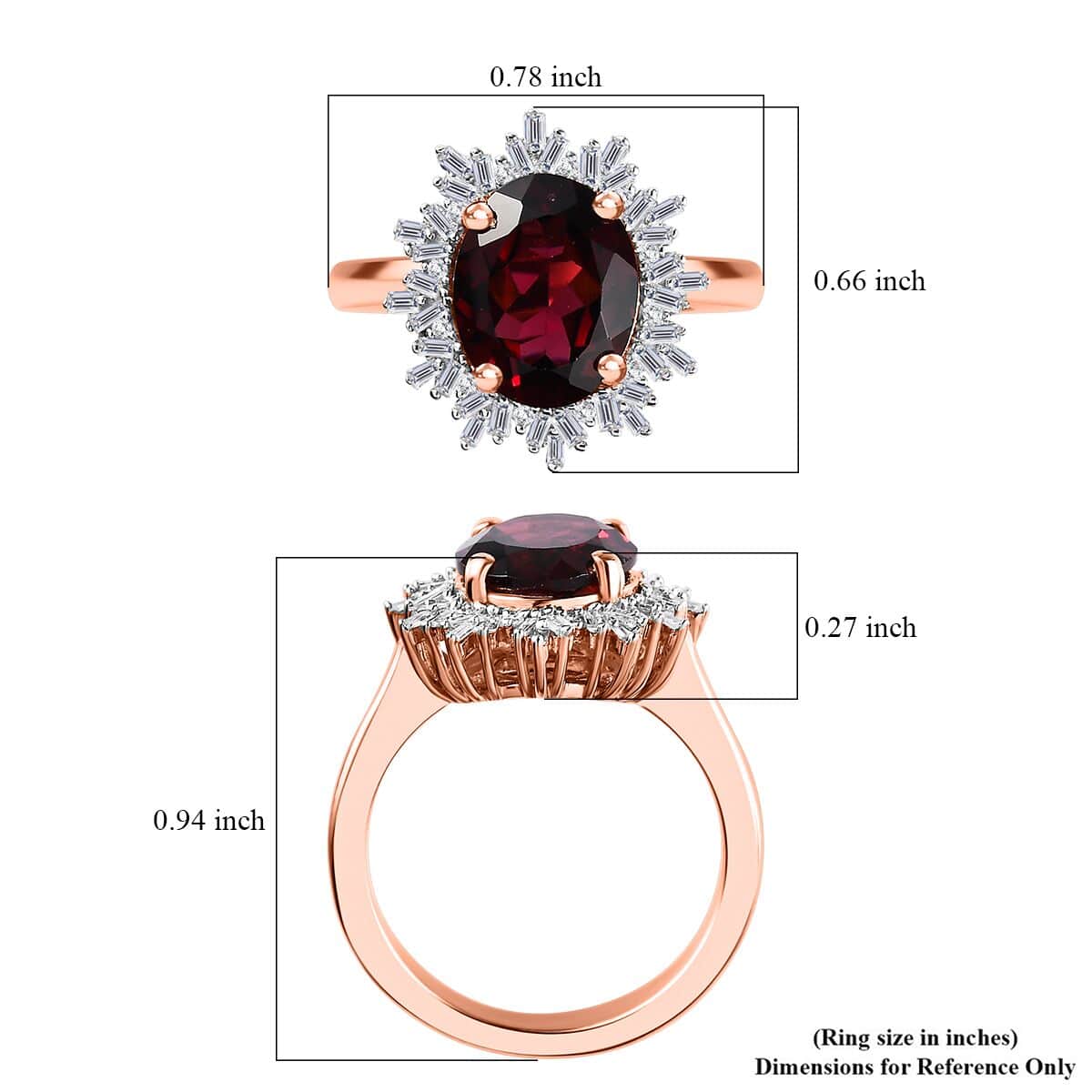 Premium Orissa Rhodolite Garnet and Diamond Halo Ring in Vermeil Rose Gold Over Sterling Silver (Size 10.0) 3.40 ctw image number 5
