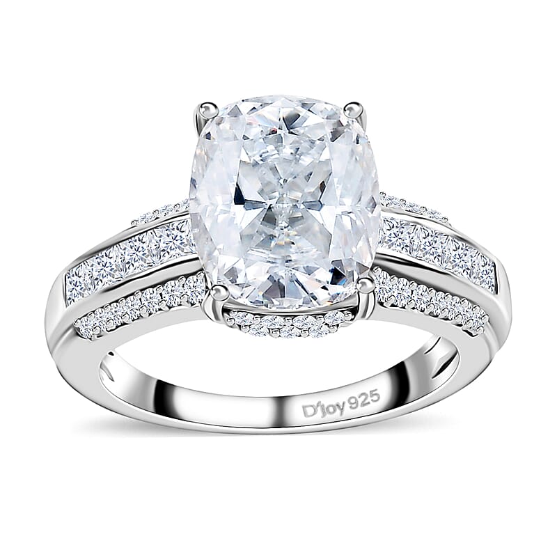 Moissanite Ring in Platinum Over Sterling Silver (Size 10.0) 4.15 ctw