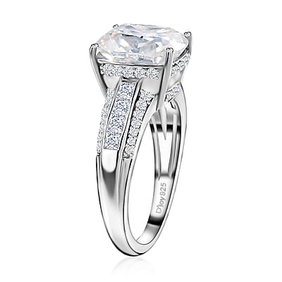 Moissanite Ring in Platinum Over Sterling Silver (Size 10.0) 4.15 ctw