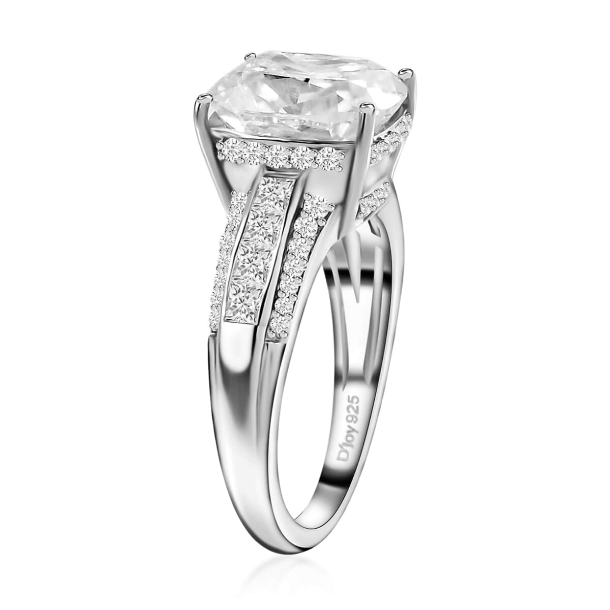 Moissanite Ring in Platinum Over Sterling Silver (Size 10.0) 4.15 ctw image number 3