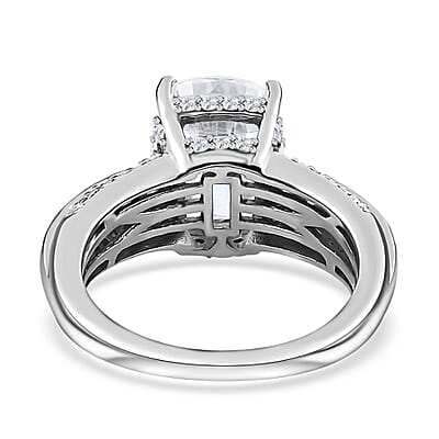 Moissanite Ring in Platinum Over Sterling Silver (Size 10.0) 4.15 ctw