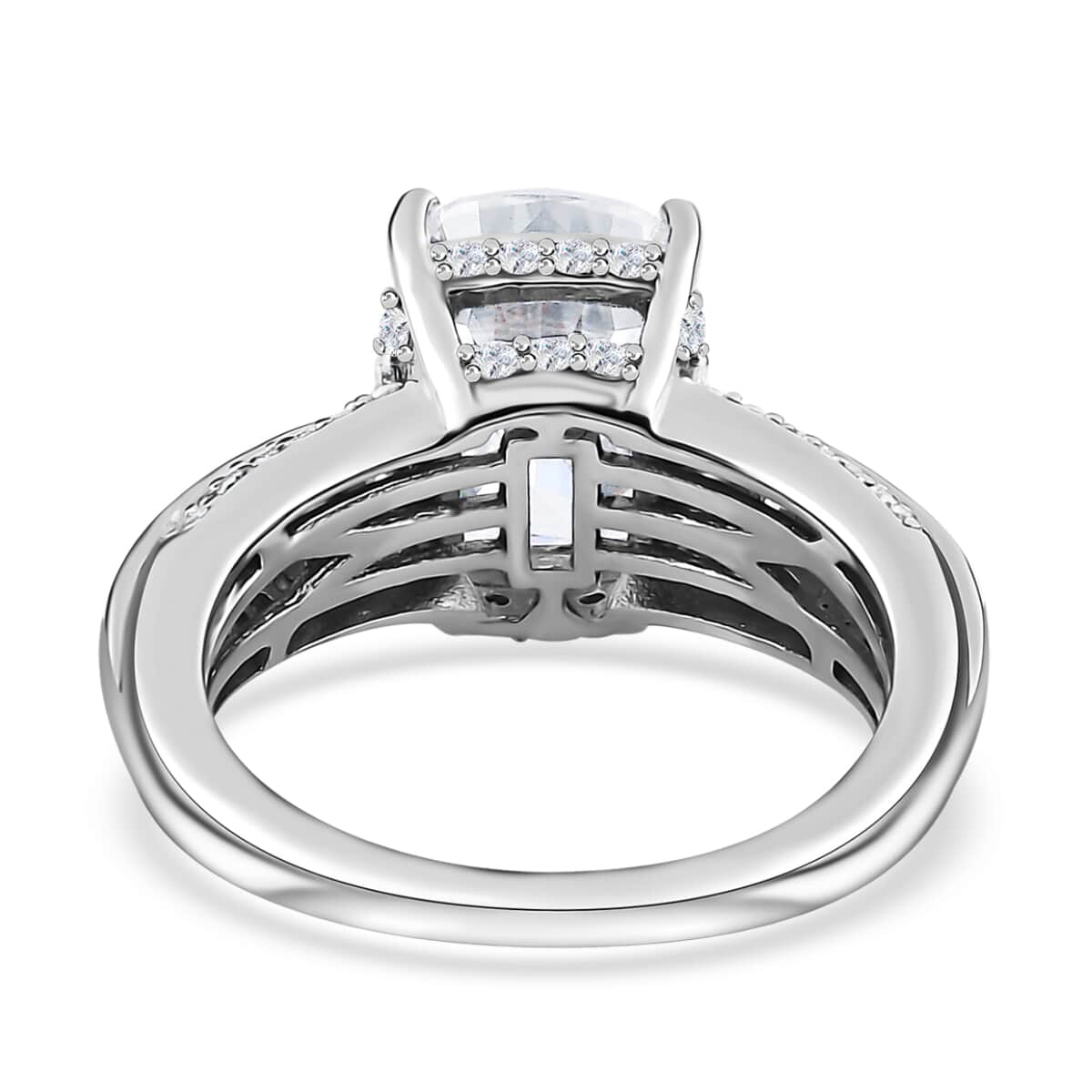 Moissanite Ring in Platinum Over Sterling Silver (Size 10.0) 4.15 ctw image number 4