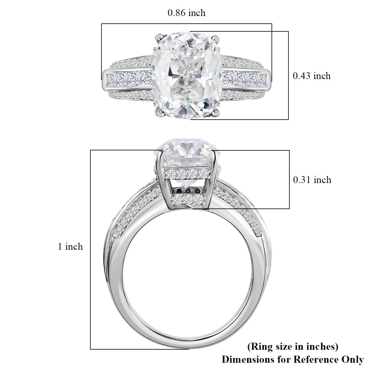 Moissanite Ring in Platinum Over Sterling Silver (Size 10.0) 4.15 ctw image number 5