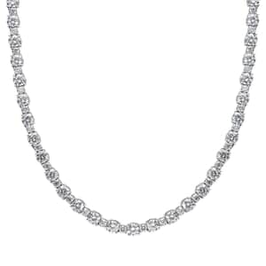 Moissanite Tennis Necklace 18 Inches in Platinum Over Sterling Silver 28.75 ctw