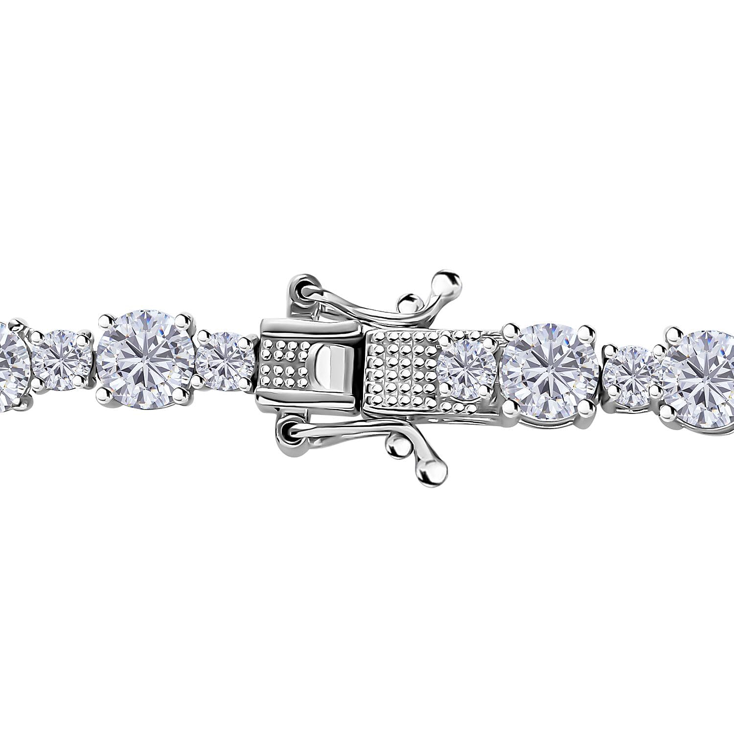 Moissanite Tennis Necklace 18 Inches in Platinum Over Sterling Silver 28.75 ctw