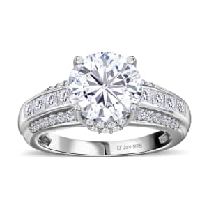 Moissanite 3.35 ctw Ring in Platinum Over Sterling Silver (Size 10.0)