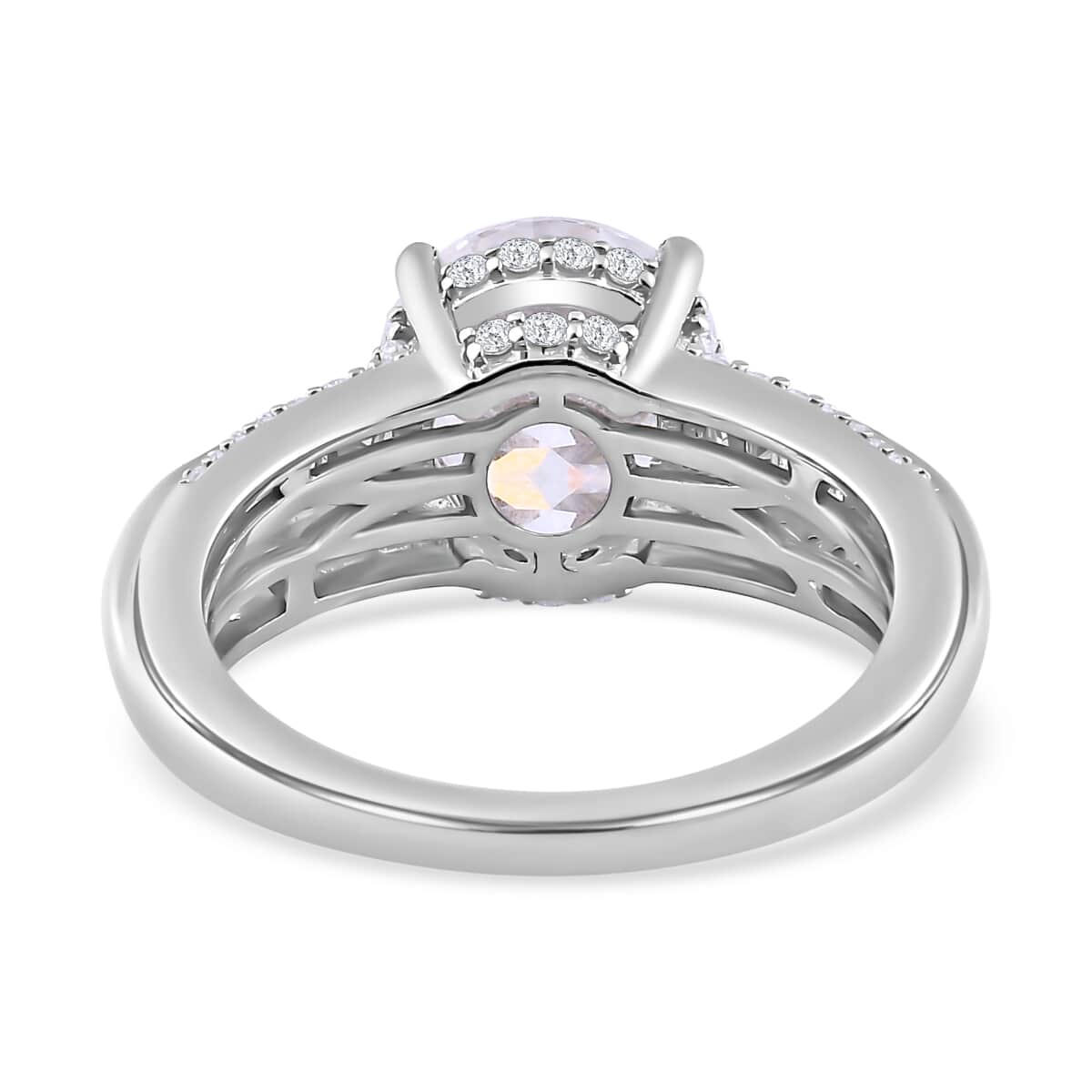 Moissanite Ring in Platinum Over Sterling Silver (Size 10.0) 3.35 ctw image number 4