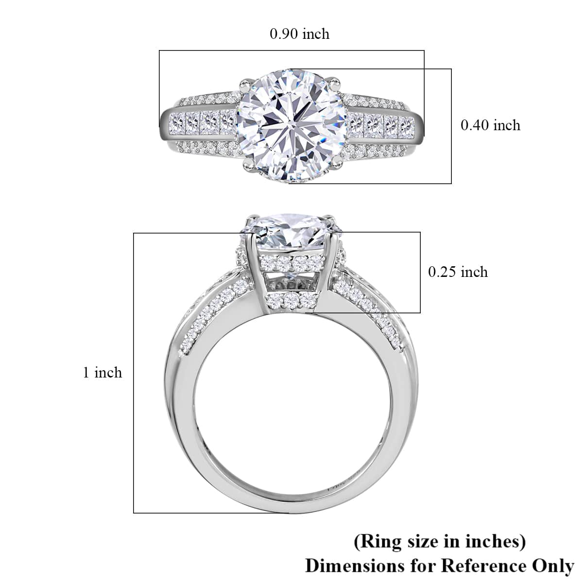 Moissanite Ring in Platinum Over Sterling Silver (Size 10.0) 3.35 ctw image number 5