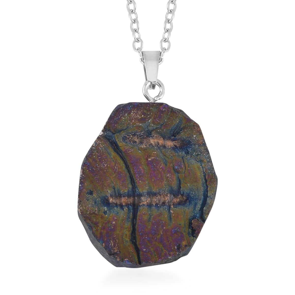 Magic Color Plated Drusy Quartz Pendant Necklace 20 Inches in Stainless Steel 85.00 ctw image number 4