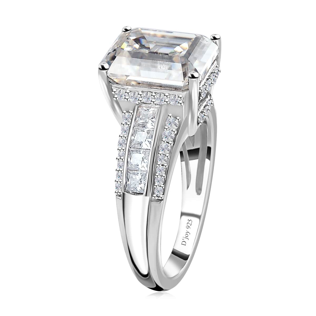 Moissanite Ring in Platinum Over Sterling Silver (Size 10.0) 4.65 ctw image number 3