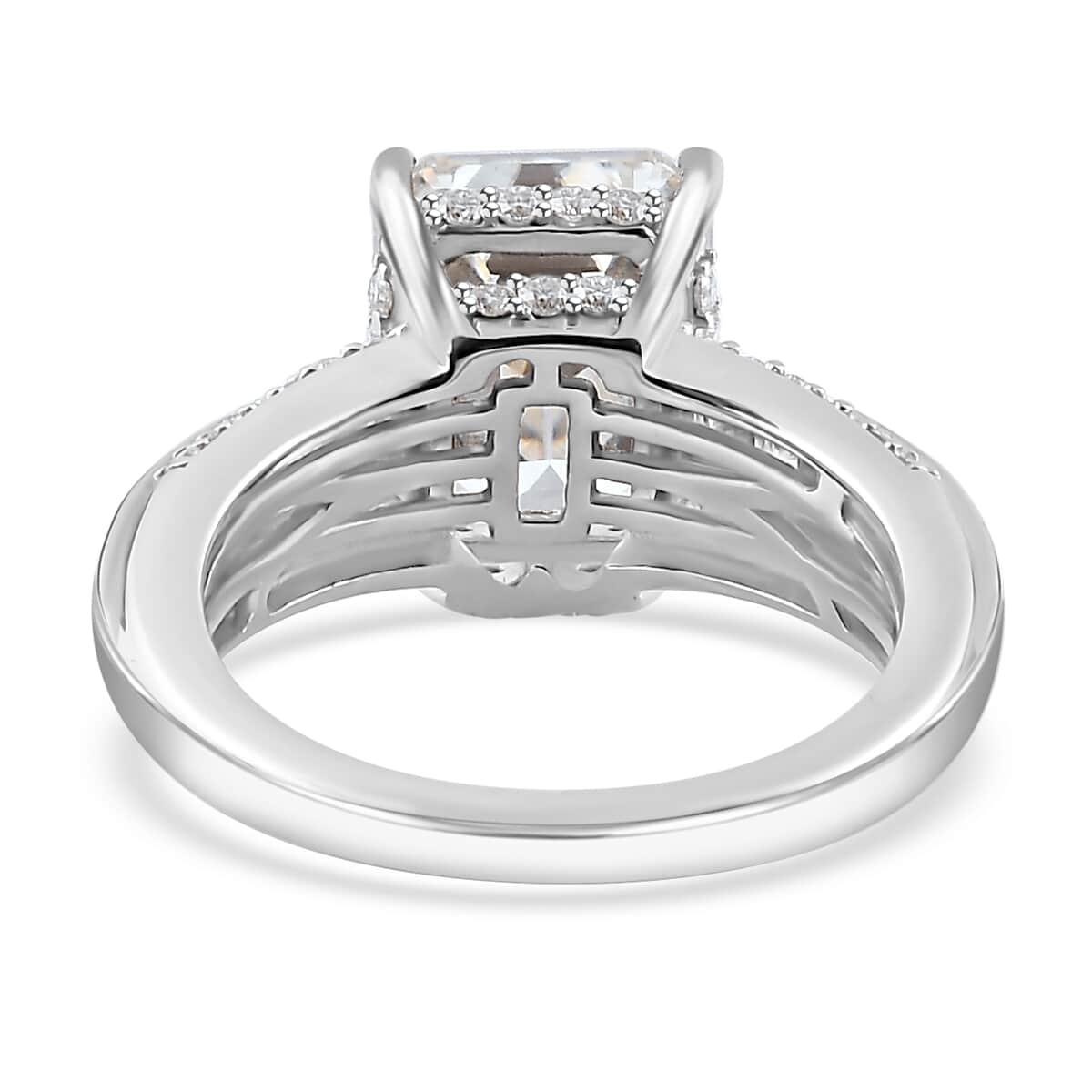 Moissanite Ring in Platinum Over Sterling Silver (Size 10.0) 4.65 ctw image number 4