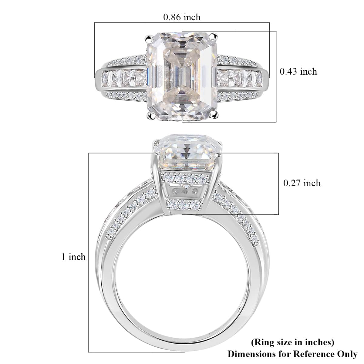 Moissanite Ring in Platinum Over Sterling Silver (Size 10.0) 4.65 ctw image number 5