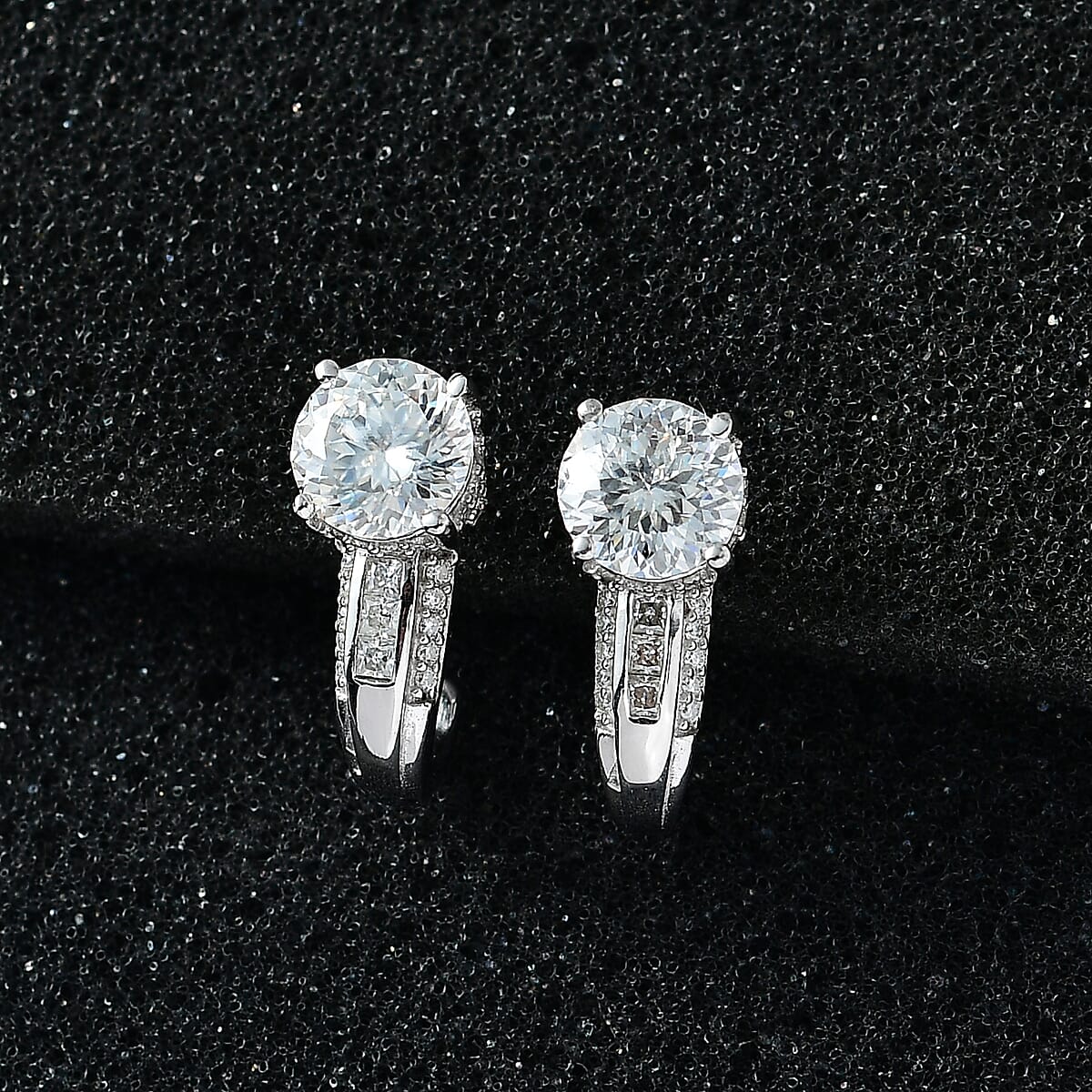 Moissanite J-Hoop Earrings in Platinum Over Sterling Silver 3.00 ctw image number 1