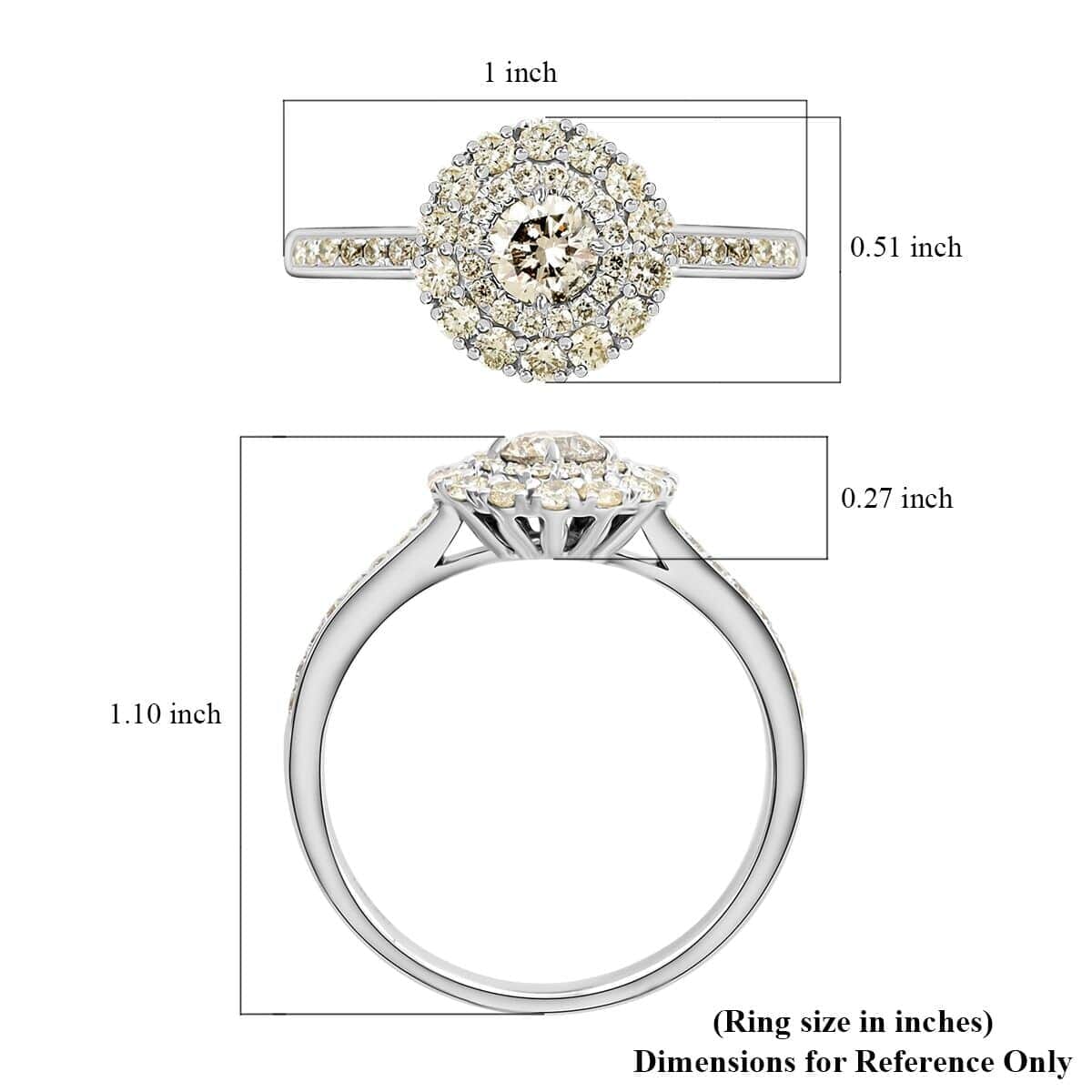 Modani 14K White Gold G-H I2 Diamond Halo Ring (Size 7.5) 1.10 ctw image number 4