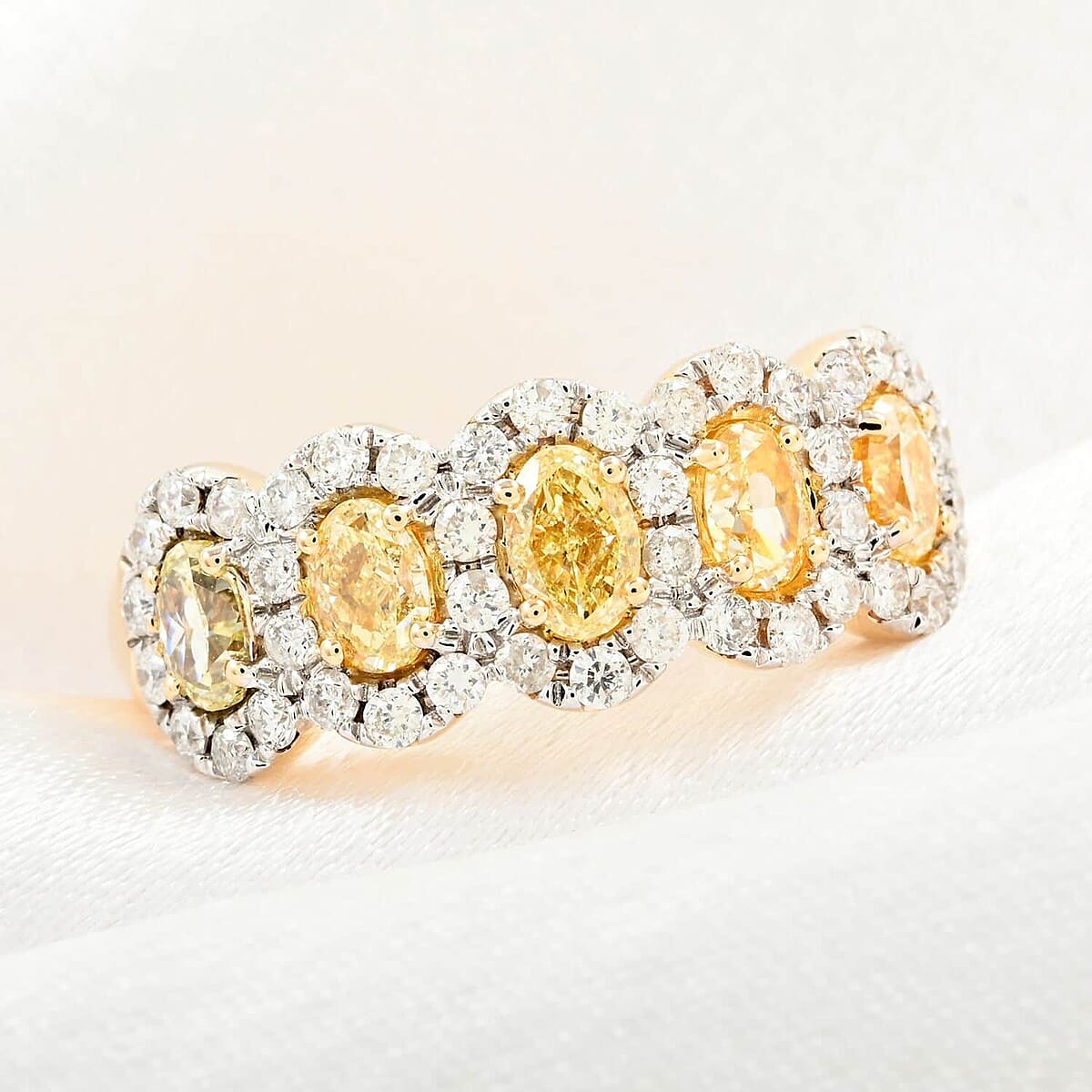 Modani 14K Yellow Gold SI Natural Yellow and White Diamond Ring (Size 11.5) 5.20 Grams 2.00 ctw image number 1