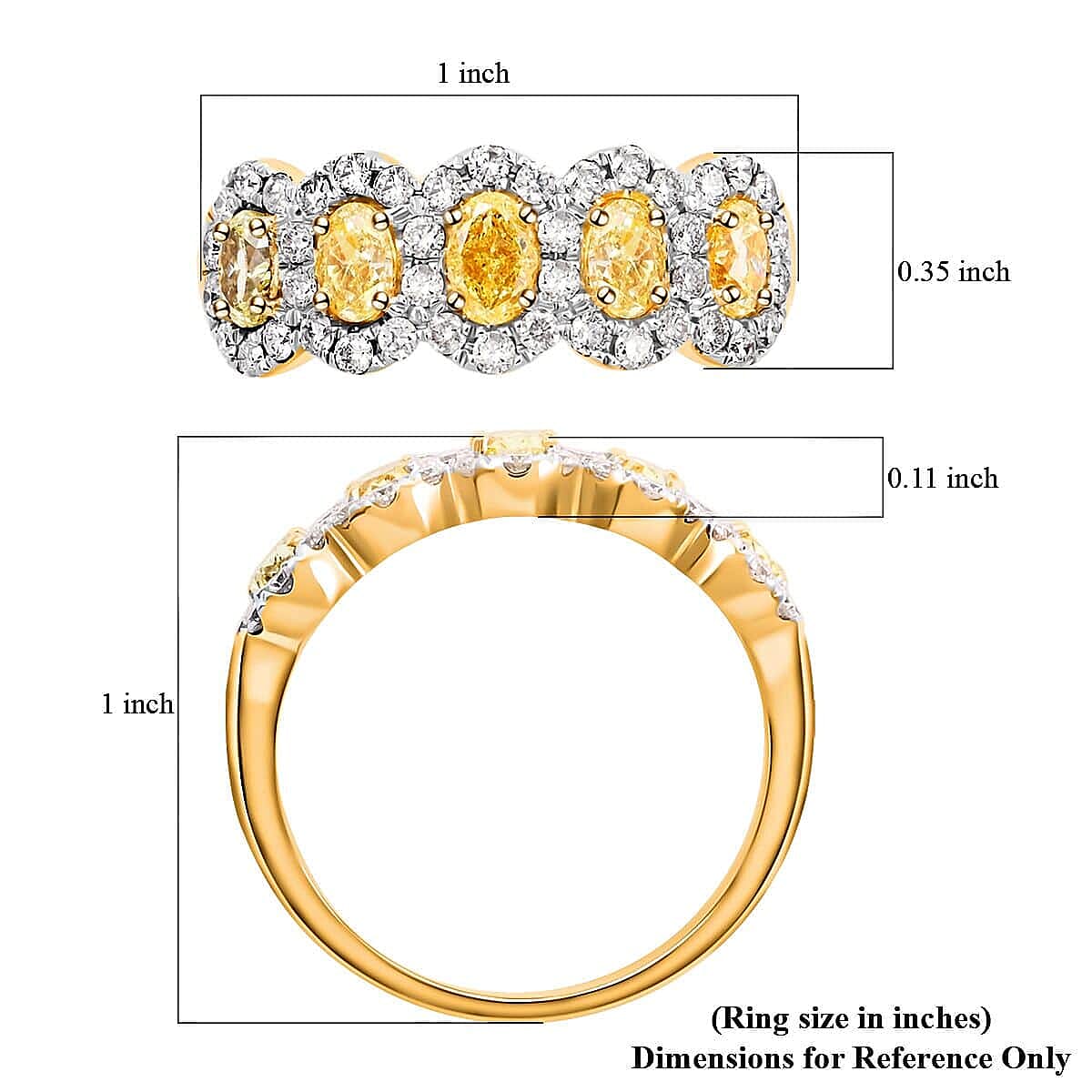 Modani 14K Yellow Gold SI Natural Yellow and White Diamond Ring (Size 12.0) 5.20 Grams 2.00 ctw image number 5