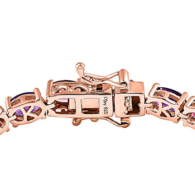 Orissa Rhodolite Garnet and Amethyst 11.50 ctw Tennis Bracelet in Vermeil Rose Gold Over Sterling Silver (6.50 In)