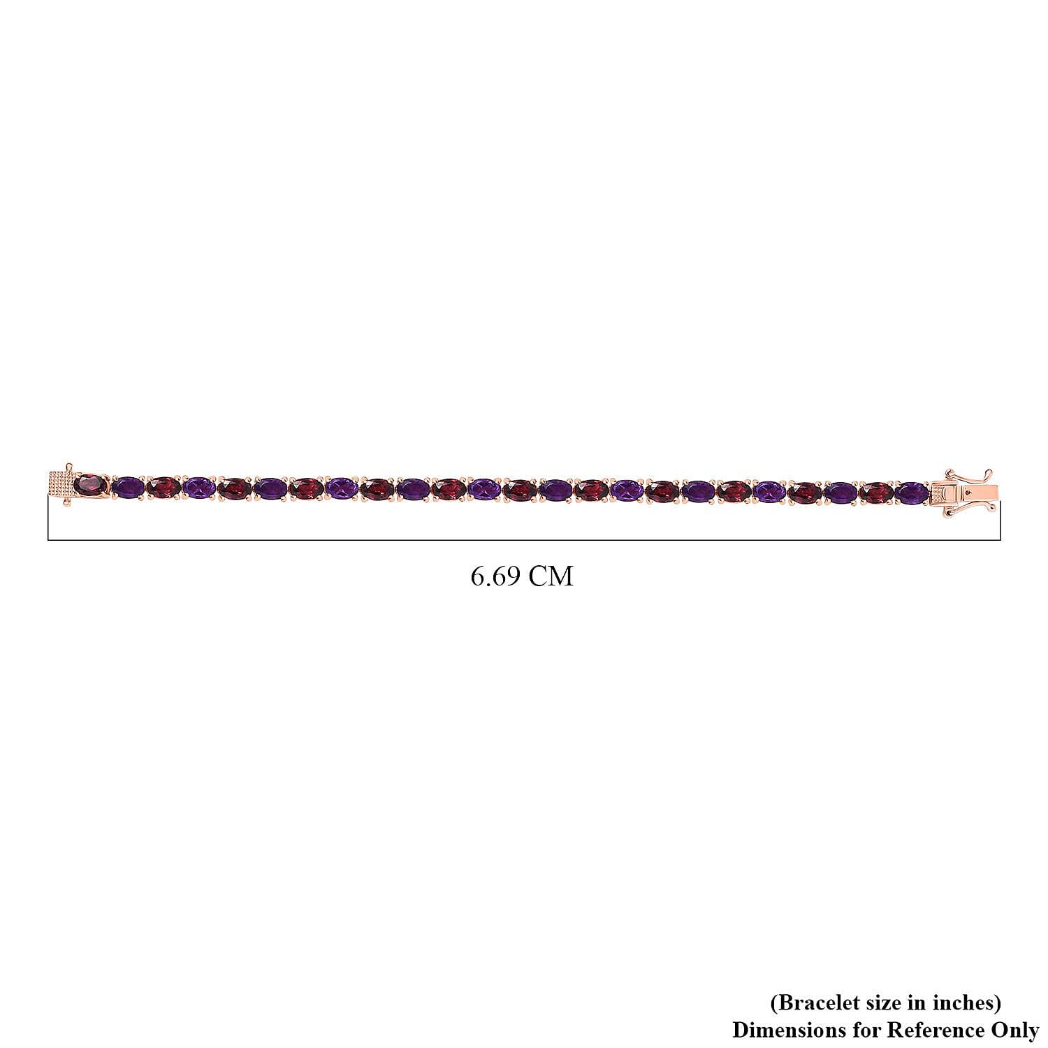 Orissa Rhodolite Garnet and Amethyst 11.50 ctw Tennis Bracelet in Vermeil Rose Gold Over Sterling Silver (6.50 In)