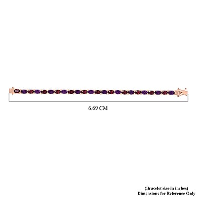 Orissa Rhodolite Garnet and Amethyst 11.50 ctw Tennis Bracelet in Vermeil Rose Gold Over Sterling Silver (6.50 In)