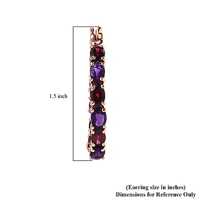 Premium Orissa Rhodolite Garnet and Amethyst Inside Out Hoop Earrings in Vermeil Rose Gold Over Sterling Silver 10.85 ctw