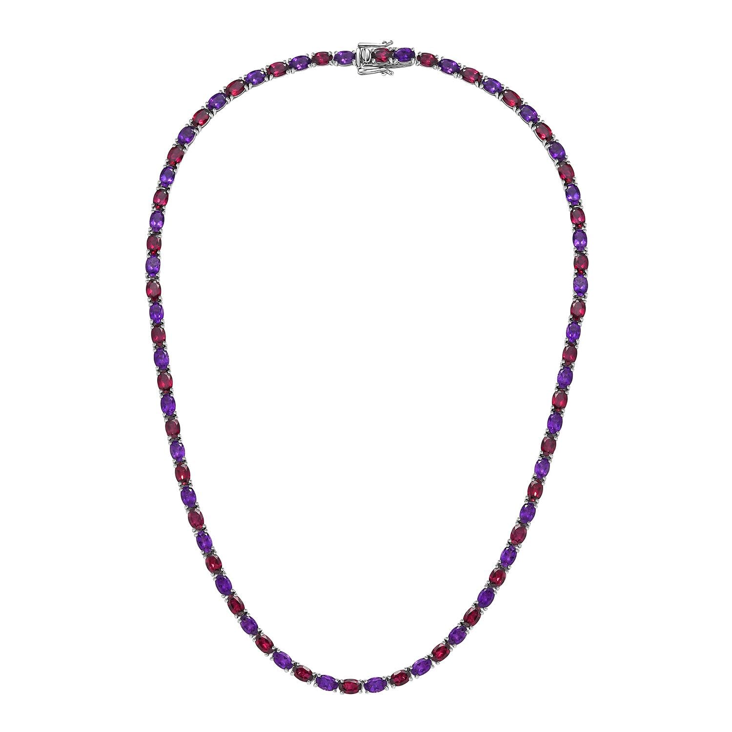 Buy Orissa Rhodolite Garnet and Amethyst Tennis Necklace 18 Inches