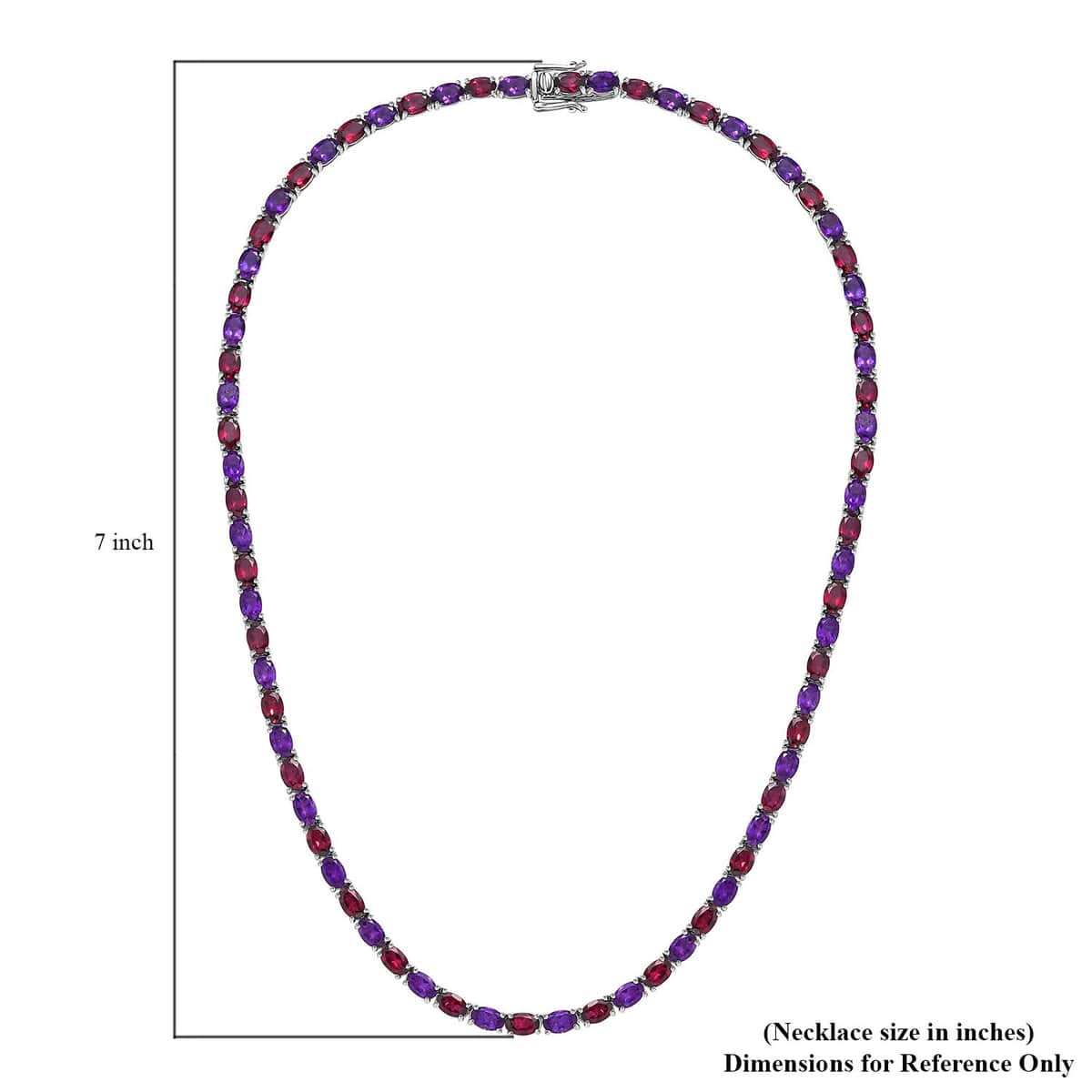 Orissa Rhodolite Garnet and Amethyst Tennis Necklace 18 Inches in Platinum Over Sterling Silver 35.25 ctw image number 5