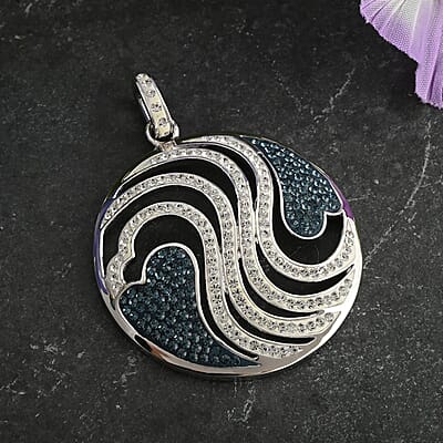 Blue and White Austrian Crystal Pendant
