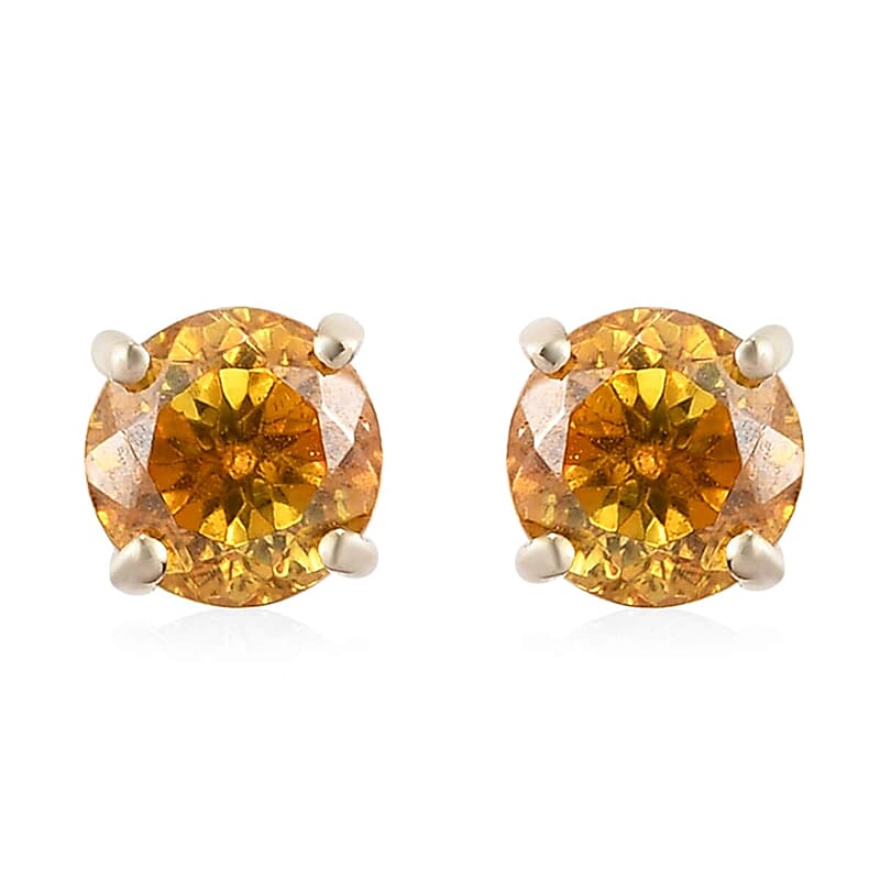 Luxoro 10K Yellow Gold Premium Picos Altos Orange Sphalerite Solitaire Stud Earrings 1.35 ctw