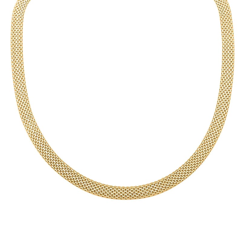 Italian 14K YG Over Sterling Silver Bismark 8 Lines Pave Necklace 18-20 Inches 14.60 Grams