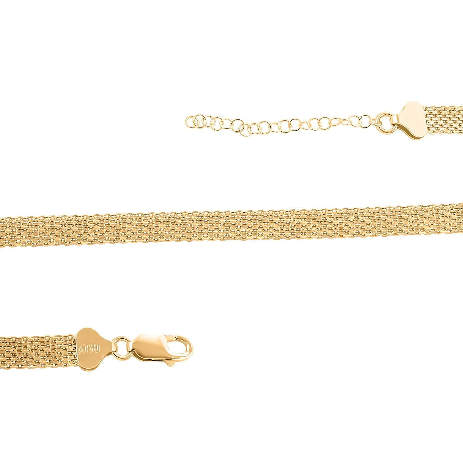 Italian 14K YG Over Sterling Silver Bismark 8 Lines Pave Necklace 18-20 Inches 14.60 Grams