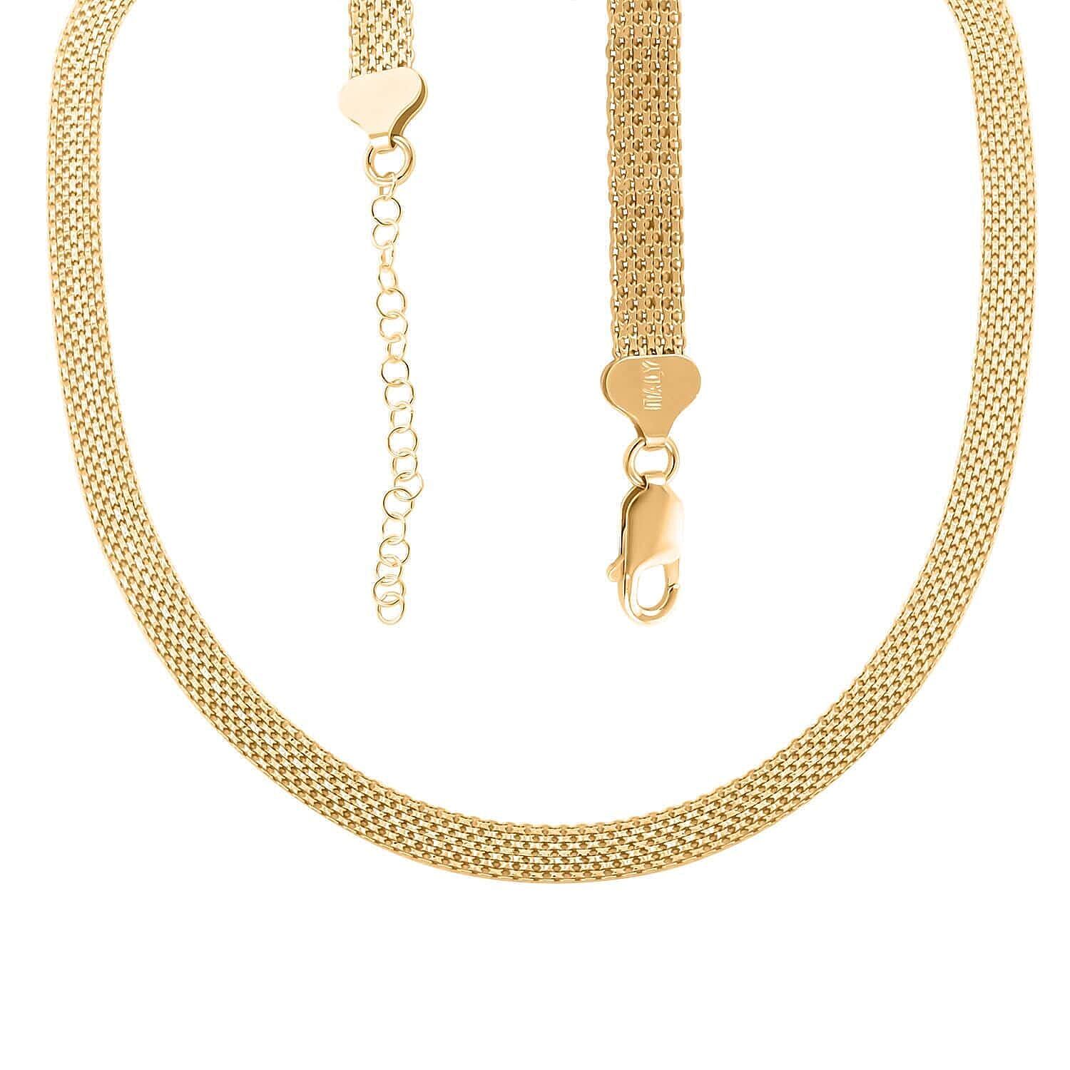 Italian 14K YG Over Sterling Silver Bismark 8 Lines Pave Necklace 18-20 Inches 14.60 Grams