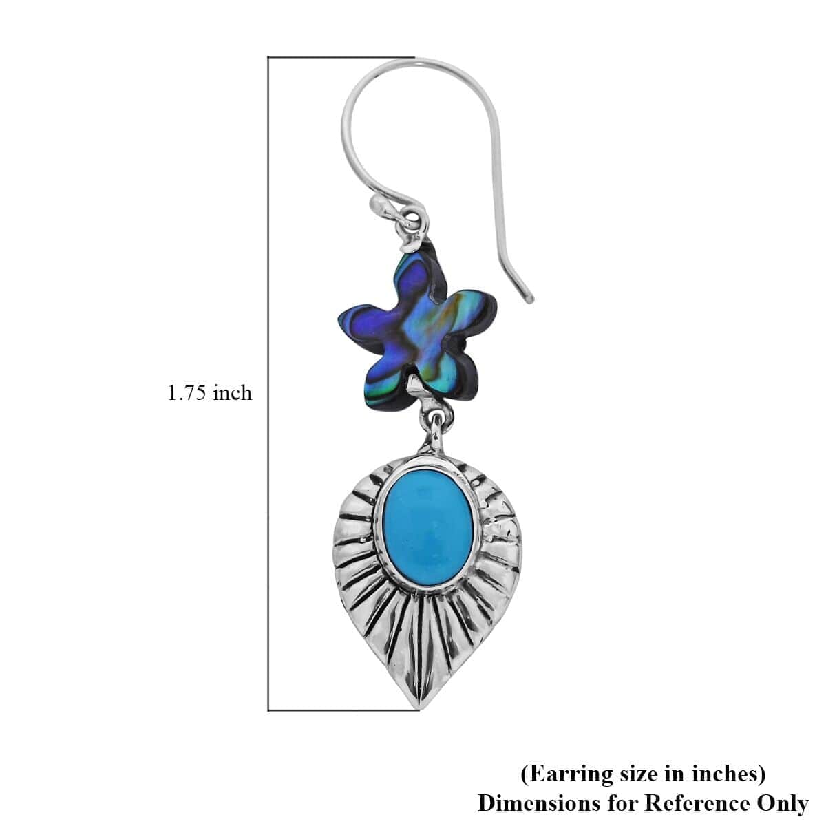 Bali Legacy Sleeping Beauty Turquoise and Abalone Shell Starfish Dangle Earrings in Sterling Silver 2.00 ctw image number 4