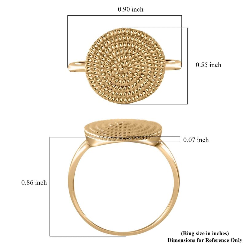Luxoro 10K Yellow Gold Rope Chain Texture Ring (Size 10.0) 3 Grams