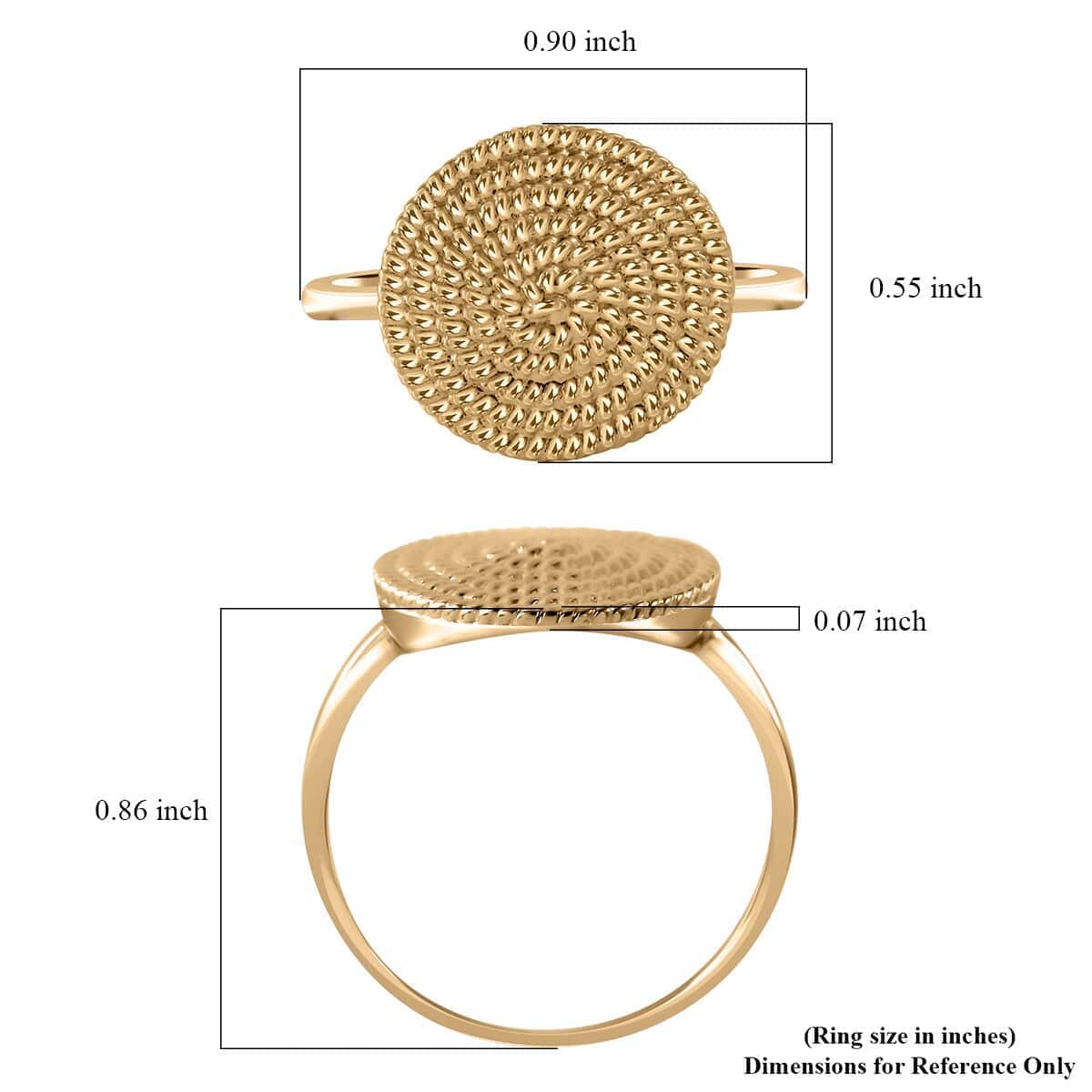 Luxoro 10K Yellow Gold Rope Chain Texture Ring (Size 10.0) 3 Grams image number 4