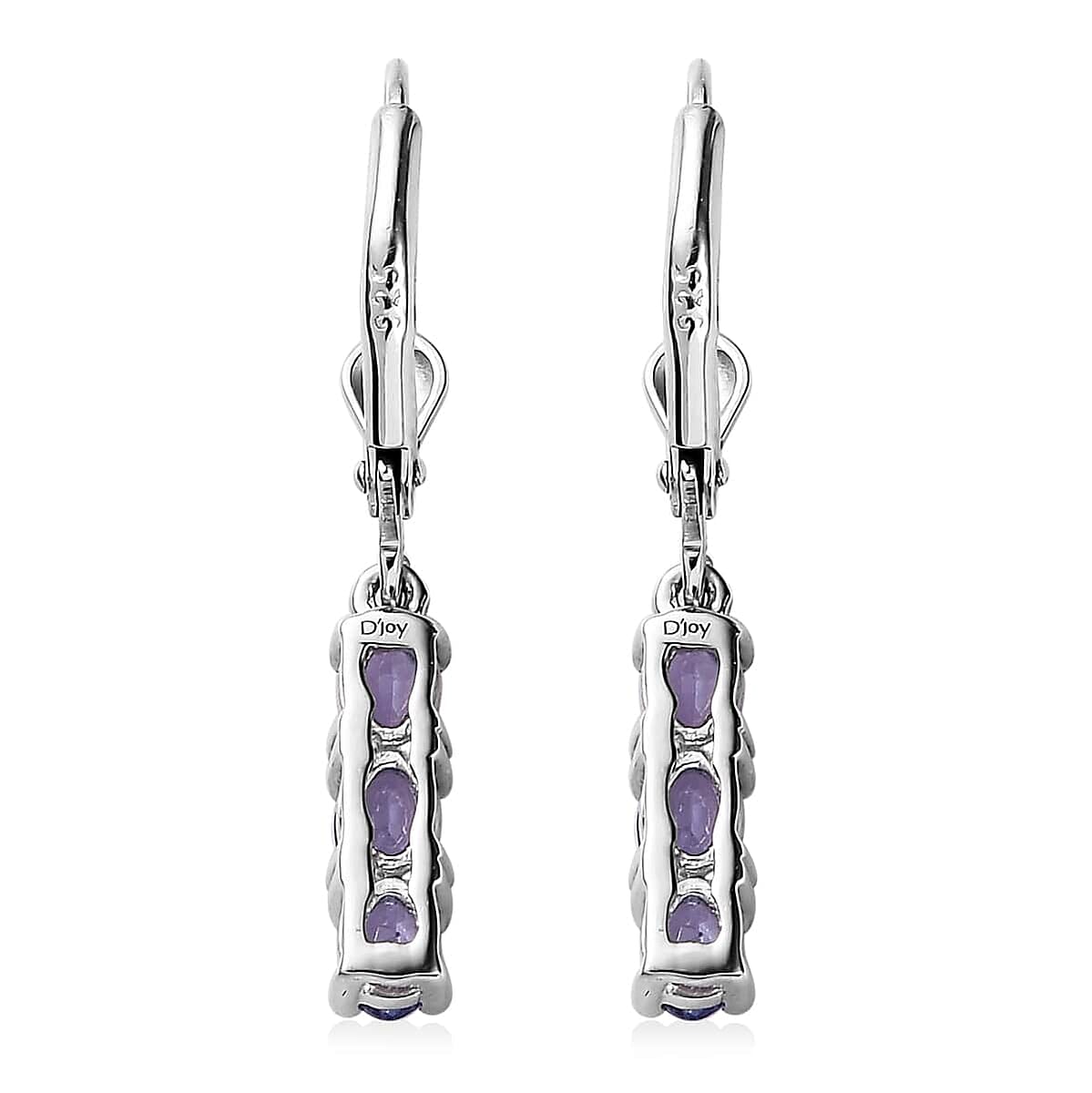 Tanzanite Lever Back Earrings in Platinum Over Sterling Silver 1.10 ctw image number 4