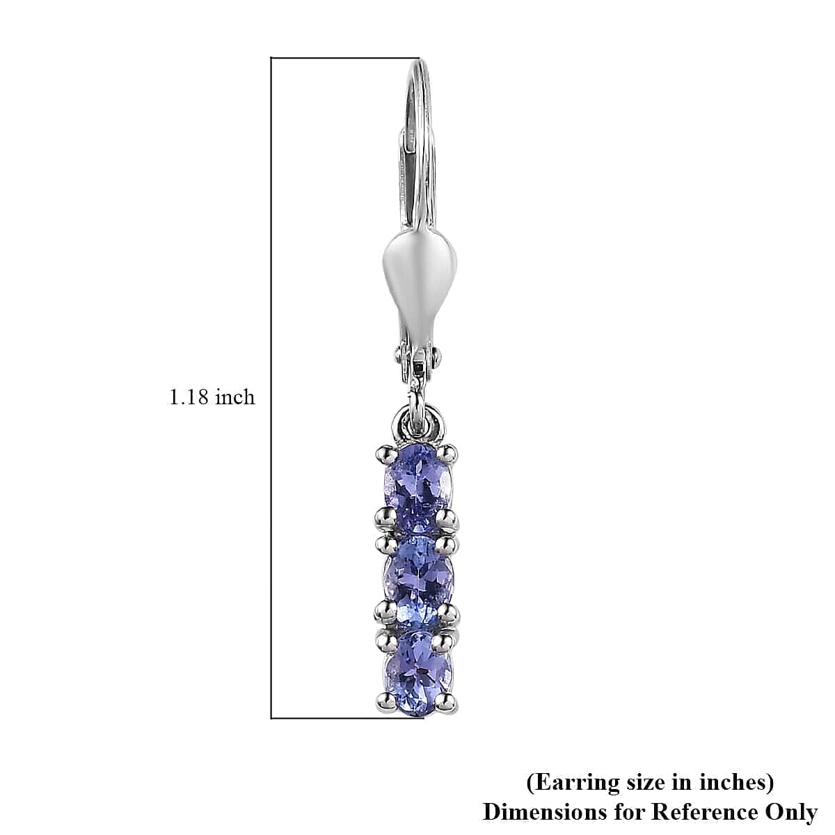 Tanzanite Lever Back Earrings in Platinum Over Sterling Silver 1.10 ctw image number 5