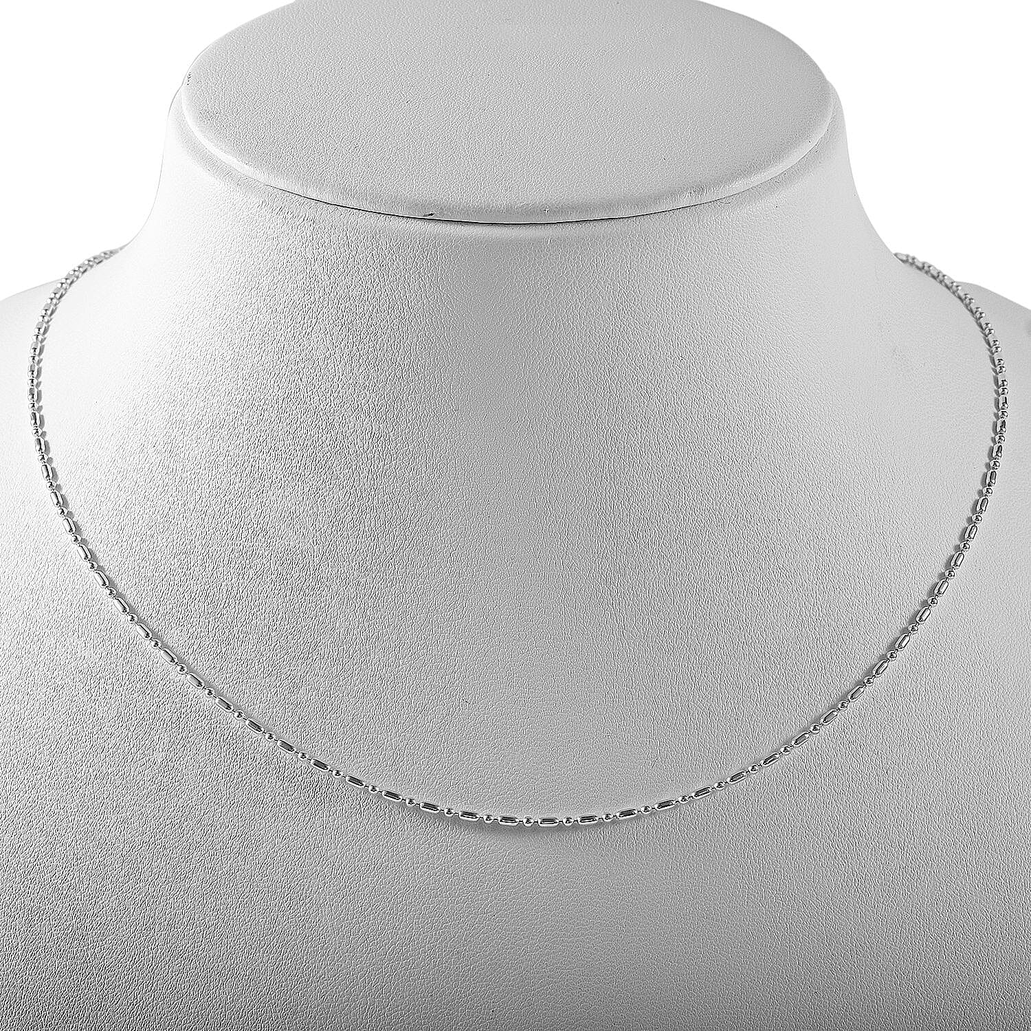 Sterling Silver Beaded and Barrel Link Chain 18 Inches 1.82 Grams